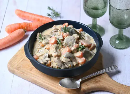 Agneau mijoté façon blanquette légère au thym & citron