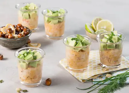 Verrines crevette–avocat au cookeo