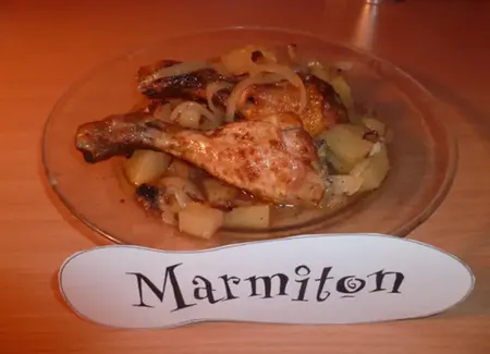 Pilon de poulet au curry au four et pomme de terre