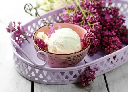 Sorbet au chocolat blanc et violette