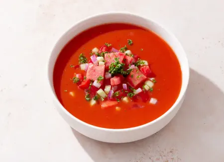 Soupe de pastèque et féta