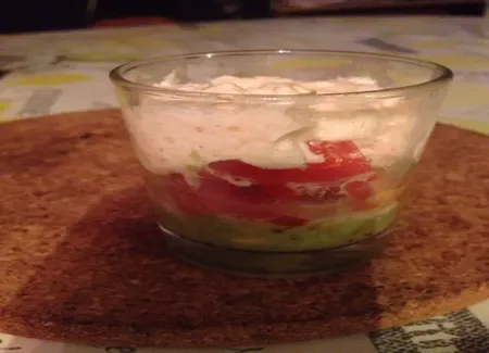 Verrine avocat crabe au pesto