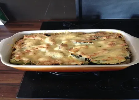 Gratin de courgette au riz et au thon