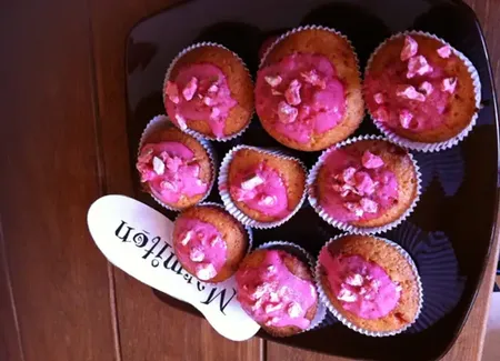 Cupcakes aux pralines roses