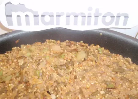 Millet, boulghour et sarrasin à la chayotte et aux haricots verts