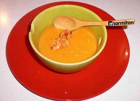Velouté de courge butternut aux crevettes