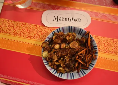 Chips de courgettes et carottes frites