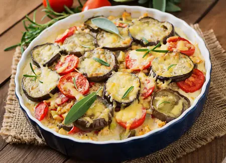 Aubergines et tomates en gratin