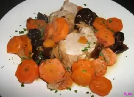 Filet mignon aux pruneaux et carottes