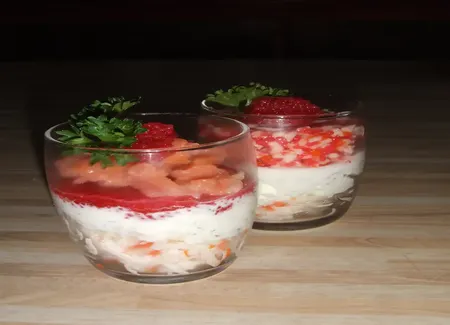 Verrine au fromage frais et au saumon