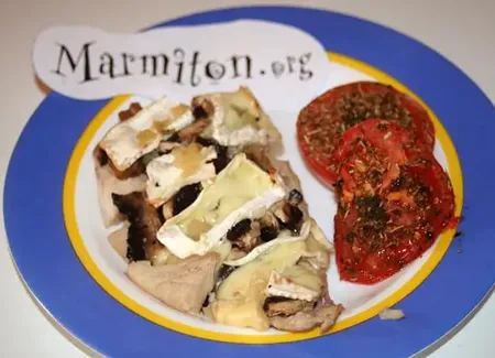 Papillote de cabillaud au fromage et aux champignons