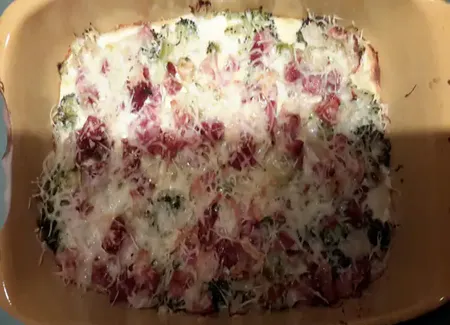 Gratin de brocoli et lardons