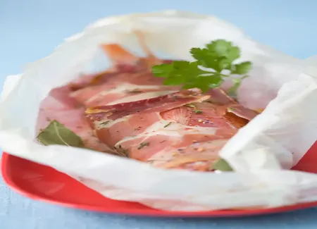 Papillotes de rougets au jambon de bayonne