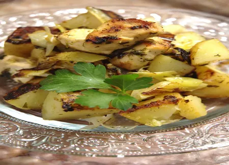 Grenailles aux poireaux et poulet
