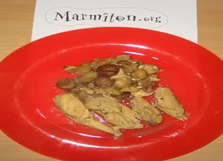 Poulet aux marrons et aux champignons