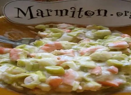 Salade de poireaux, avocats et crevettes