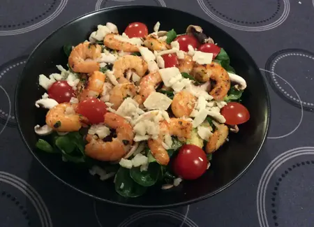 Salade de mâche avocat et crevettes
