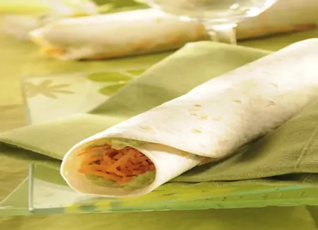 Wraps thon, mimolette, crudités