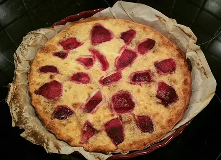 Tarte aux pêches et au chocolat