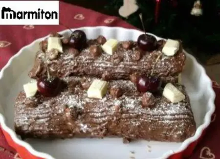 Bûche aux deux chocolats et griottes