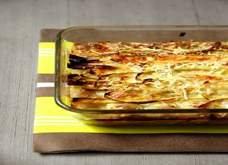 Gratin poireau ravioles