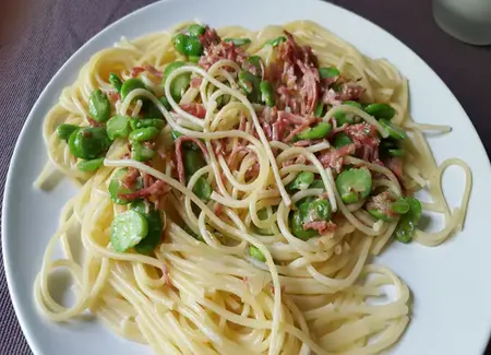 Fèves carbonara