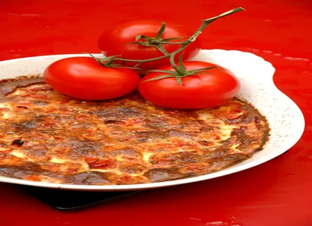 Flan tomates, jambon, gruyère