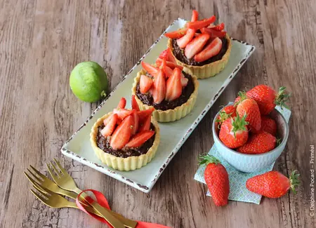 Tartelettes de riz au lait et chocolat, à la fraise