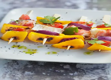Brochettes picodons et petits légumes