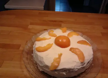 Gâteau blanc aux pêches