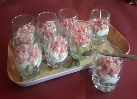 Verrine tricolore au jambon