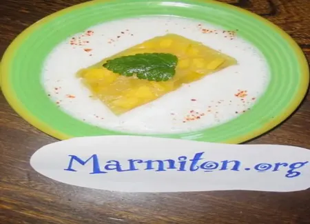 Terrine mangue passion, émulsion de coco
