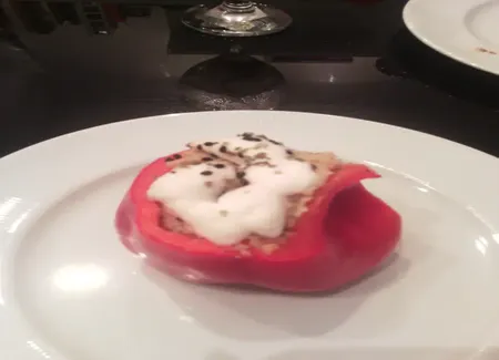 Poivrons farcis aux pois chiches et pesto