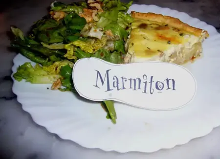 Tarte au saumon et quenelles de volaille