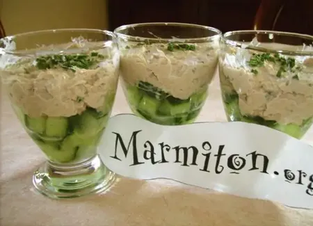 Verrine de rillettes de thon et concombre