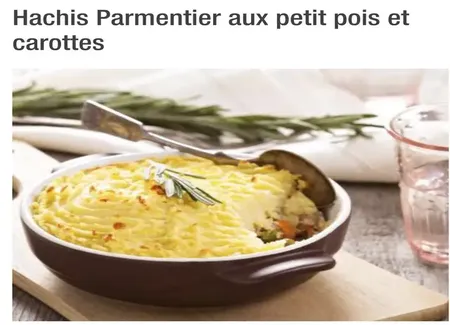 Hachis parmentier aux petits pois carottes