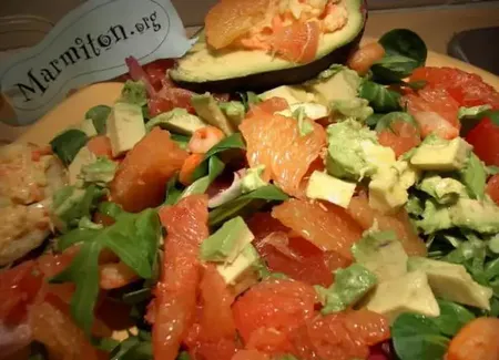Salade crevettes et pamplemousse