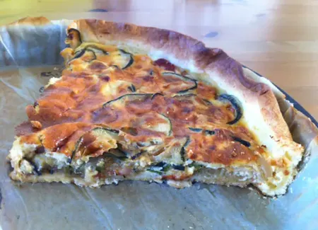 Tarte courgettes et lardons au cumin