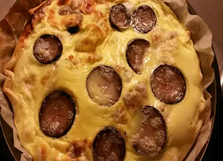Quiche andouille gorgonzola