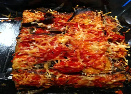 Tian d'aubergine panée au fromage