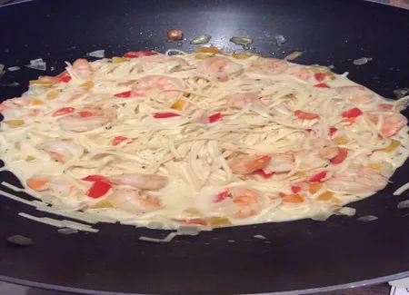 Wok de scampi au poivron