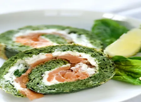 Roulé au saumon et épinards