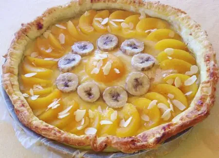 Tarte tatin pêches/amandes