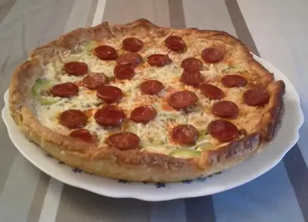 Tarte chorizo, courgette et feta