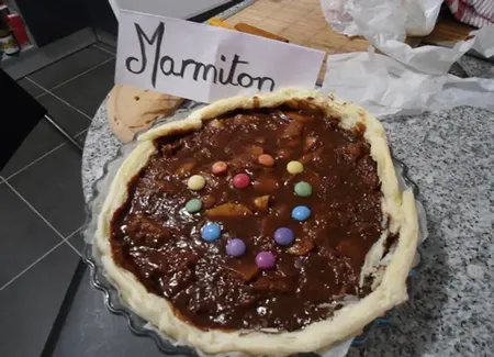 Tarte pomme, chocolat et carambars