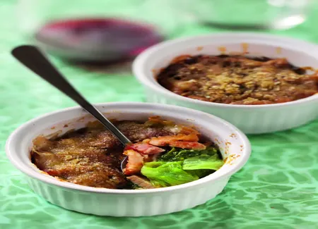 Gratin de laitues au lard