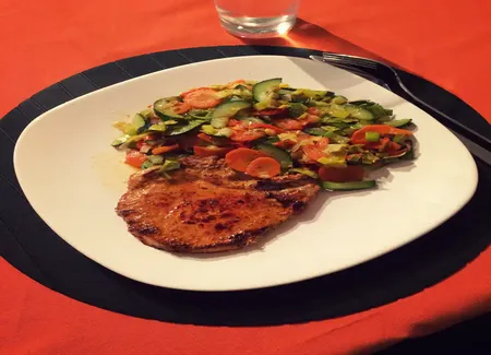 Poireaux courgettes carottes et poivrons