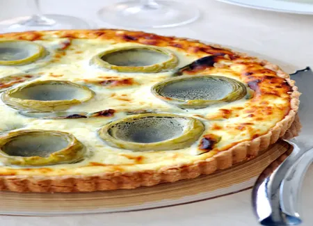 Quiche aux fonds d'artichauts et bleu d'auvergne
