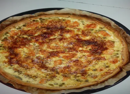 Quiche saumon et petits pois