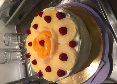 Gateau creme et fruits